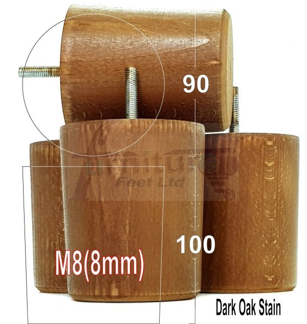 4x WOOD FURNITURE CHAIR LEGS M8(8mm) REPLACEMENT SOFA / SETTEE FEET 100mm HIGH - Image 20