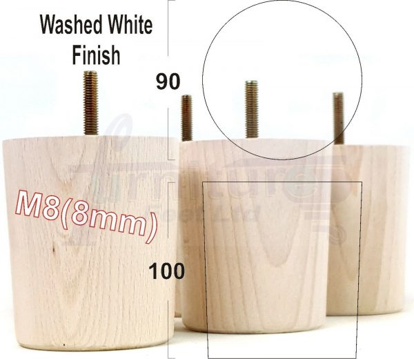 4x WOOD FURNITURE CHAIR LEGS M8(8mm) REPLACEMENT SOFA / SETTEE FEET 100mm HIGH - Image 25