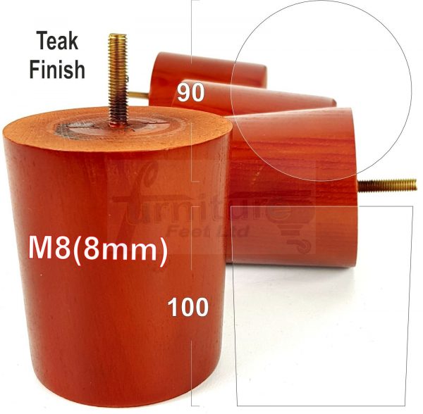 4x WOOD FURNITURE CHAIR LEGS M8(8mm) REPLACEMENT SOFA / SETTEE FEET 100mm HIGH - Image 23