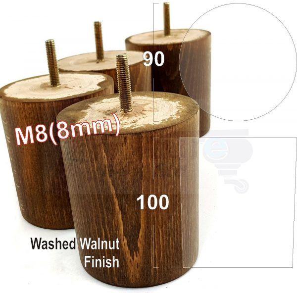 4x WOOD FURNITURE CHAIR LEGS M8(8mm) REPLACEMENT SOFA / SETTEE FEET 100mm HIGH - Image 11