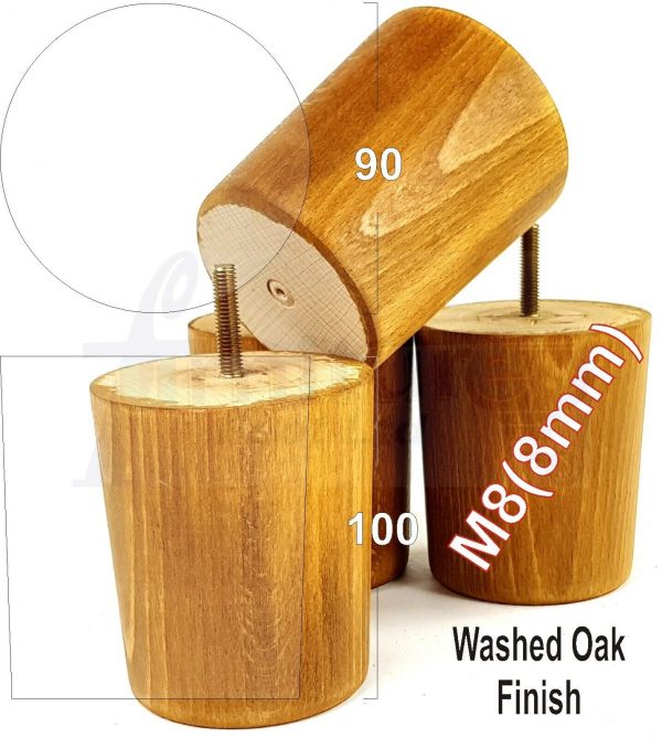 4x WOOD FURNITURE CHAIR LEGS M8(8mm) REPLACEMENT SOFA / SETTEE FEET 100mm HIGH - Image 19