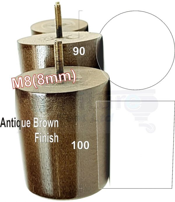 4x WOOD FURNITURE CHAIR LEGS M8(8mm) REPLACEMENT SOFA / SETTEE FEET 100mm HIGH - Image 5