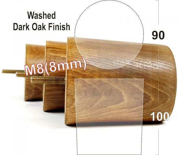 4x WOOD FURNITURE CHAIR LEGS M8(8mm) REPLACEMENT SOFA / SETTEE FEET 100mm HIGH - Image 10