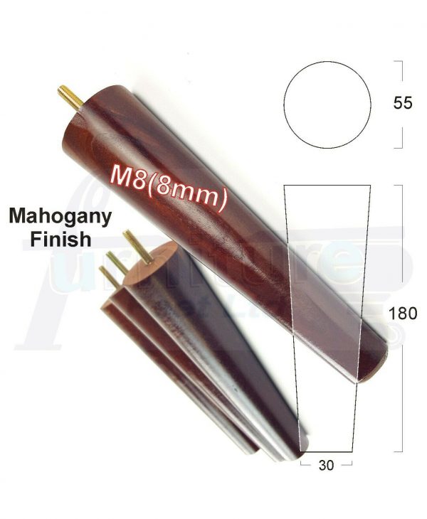 4x WOOD REPLACEMENT FURNITURE CHAIR LEG M8(8mm) TAPERED SETTEE FEET 180mm HIGH - Image 24