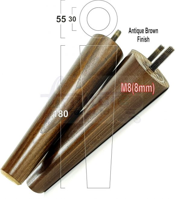 4x WOOD REPLACEMENT FURNITURE CHAIR LEG M8(8mm) TAPERED SETTEE FEET 180mm HIGH - Image 14