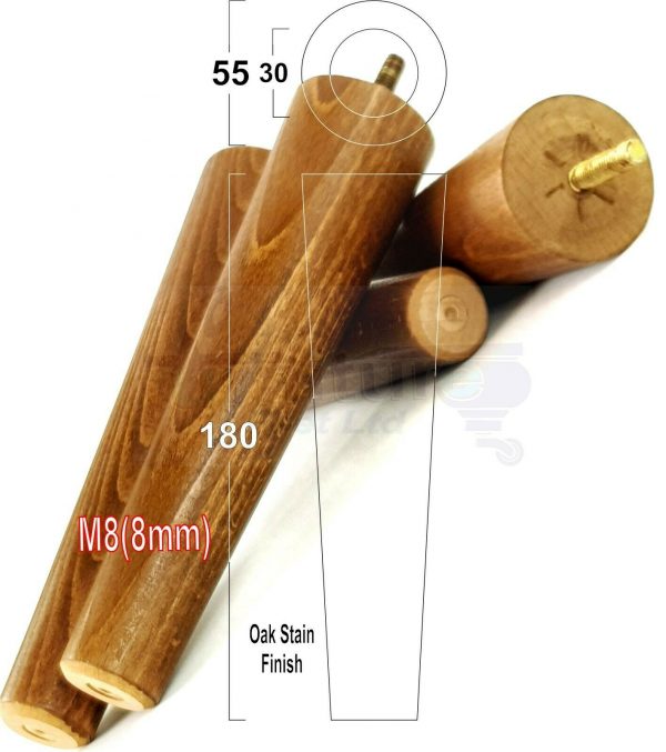 4x WOOD REPLACEMENT FURNITURE CHAIR LEG M8(8mm) TAPERED SETTEE FEET 180mm HIGH - Image 30