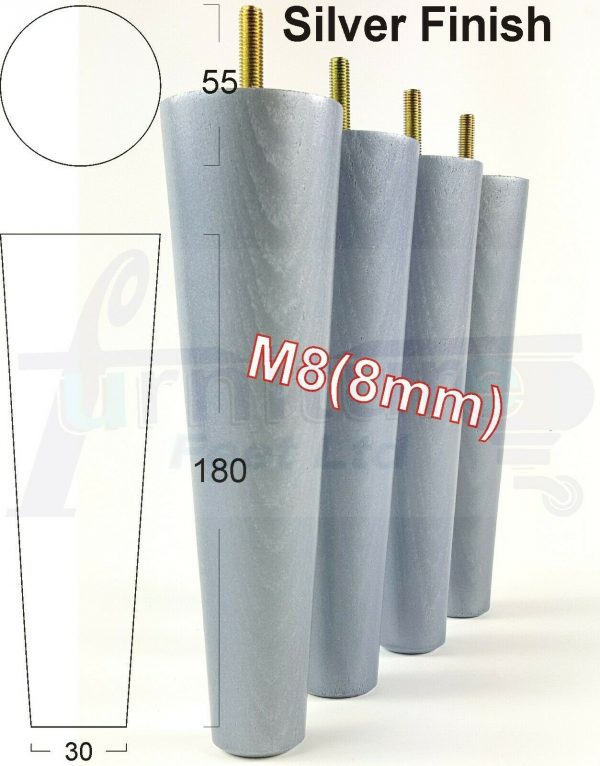 4x WOOD REPLACEMENT FURNITURE CHAIR LEG M8(8mm) TAPERED SETTEE FEET 180mm HIGH - Image 31