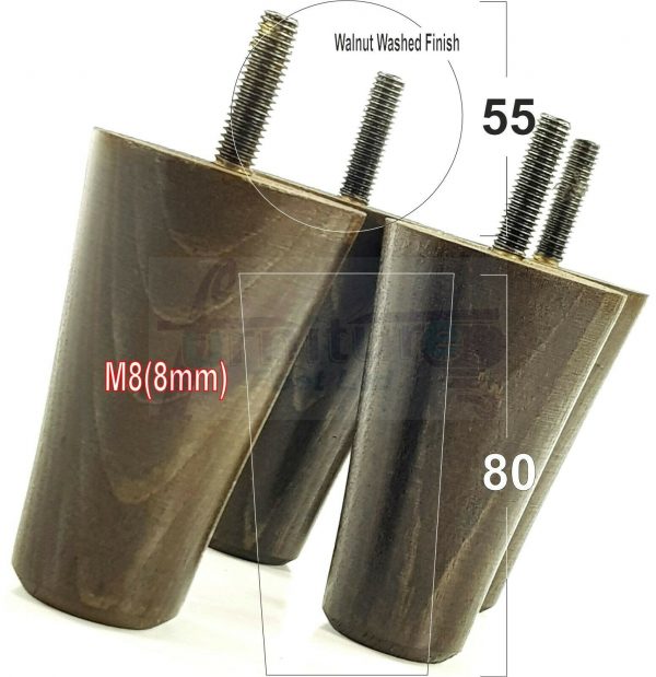 4x WOOD REPLACEMENT FURNITURE CHAIR LEGS M8(8mm) SOFA - SETTEE FEET 80mm HIGH - Image 14
