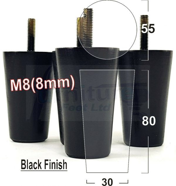 4x WOOD REPLACEMENT FURNITURE CHAIR LEGS M8(8mm) SOFA - SETTEE FEET 80mm HIGH - Image 16