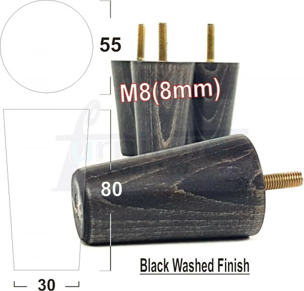 4x WOOD REPLACEMENT FURNITURE CHAIR LEGS M8(8mm) SOFA - SETTEE FEET 80mm HIGH - Image 17