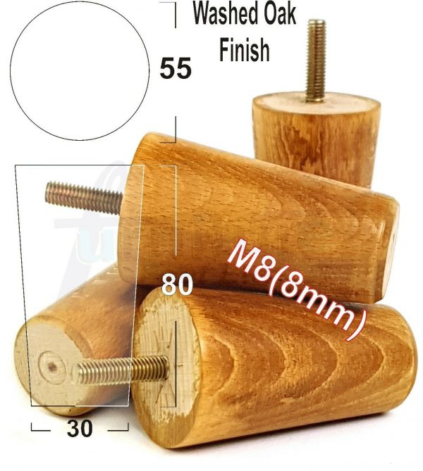 4x WOOD REPLACEMENT FURNITURE CHAIR LEGS M8(8mm) SOFA - SETTEE FEET 80mm HIGH - Image 29