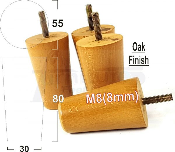 4x WOOD REPLACEMENT FURNITURE CHAIR LEGS M8(8mm) SOFA - SETTEE FEET 80mm HIGH - Image 28