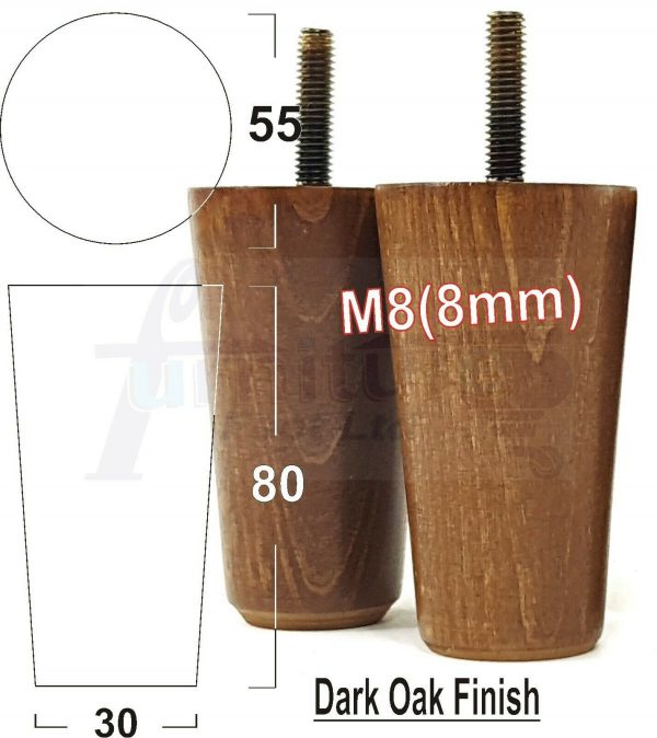 4x WOOD REPLACEMENT FURNITURE CHAIR LEGS M8(8mm) SOFA - SETTEE FEET 80mm HIGH - Image 19