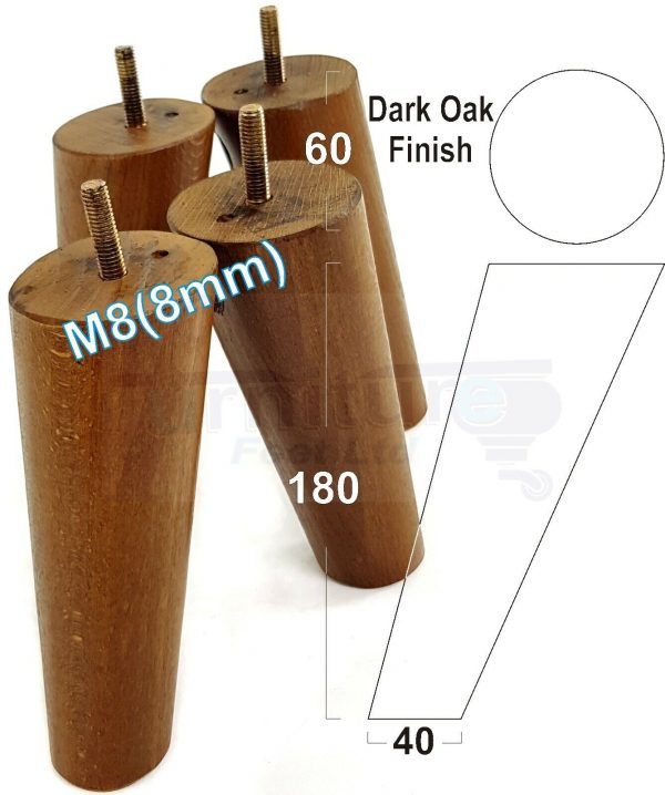 4x WOODEN ANGLED SOFA LEGS 180mm High CHAIR FURNITURE REPLACEMENT FEET M8(8mm) - Image 17