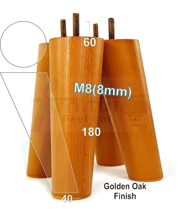 4x WOODEN ANGLED SOFA LEGS 180mm High CHAIR FURNITURE REPLACEMENT FEET M8(8mm) - Image 21