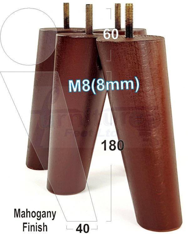 4x WOODEN ANGLED SOFA LEGS 180mm High CHAIR FURNITURE REPLACEMENT FEET M8(8mm) - Image 23