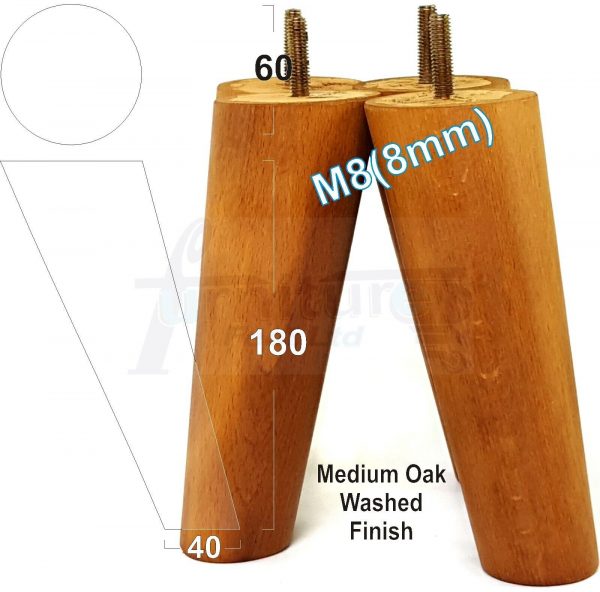 4x WOODEN ANGLED SOFA LEGS 180mm High CHAIR FURNITURE REPLACEMENT FEET M8(8mm) - Image 22