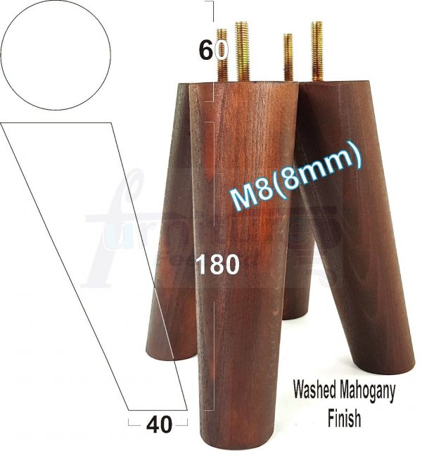 4x WOODEN ANGLED SOFA LEGS 180mm High CHAIR FURNITURE REPLACEMENT FEET M8(8mm) - Image 24