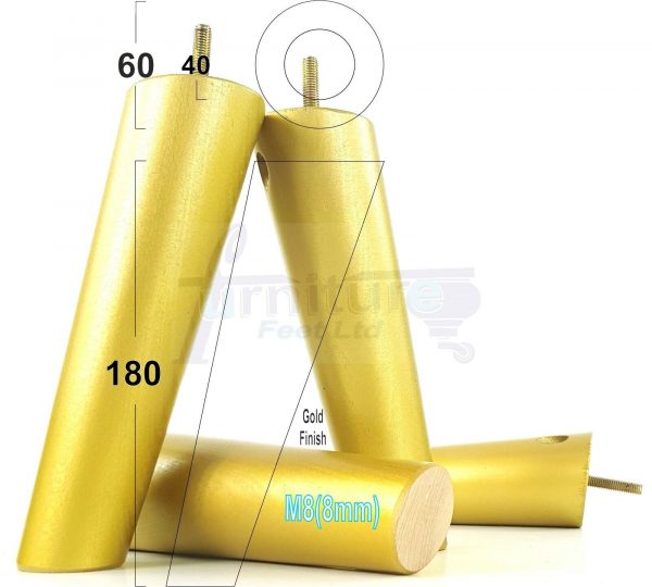 4x WOODEN ANGLED SOFA LEGS 180mm High CHAIR FURNITURE REPLACEMENT FEET M8(8mm) - Image 33