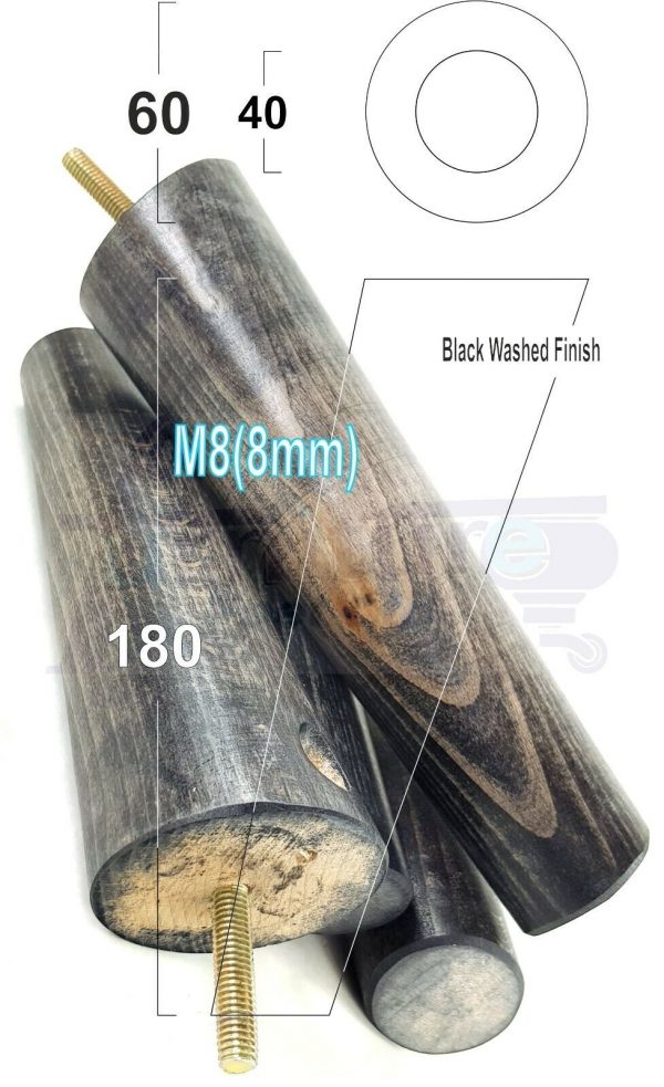 4x WOODEN ANGLED SOFA LEGS 180mm High CHAIR FURNITURE REPLACEMENT FEET M8(8mm) - Image 16