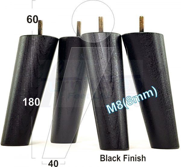 4x WOODEN ANGLED SOFA LEGS 180mm High CHAIR FURNITURE REPLACEMENT FEET M8(8mm) - Image 15