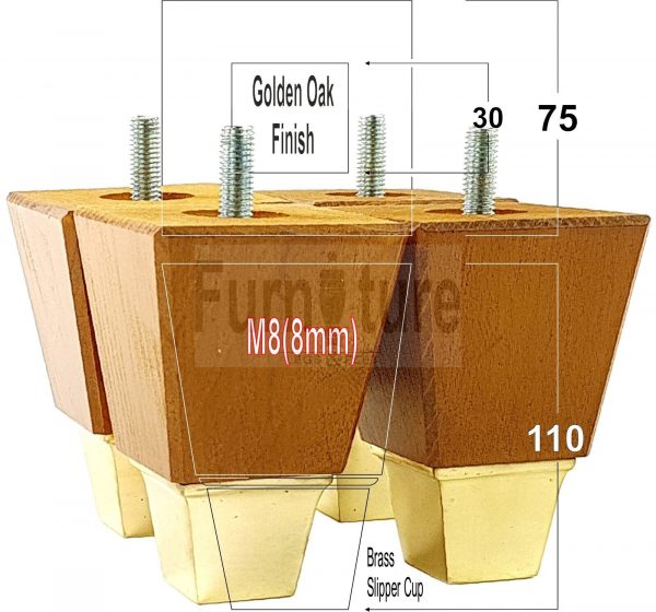 4x Wood Furniture Sofa Leg M8 Replacement Chair, Settee Feet & Slipper Cup 110mm - Image 10