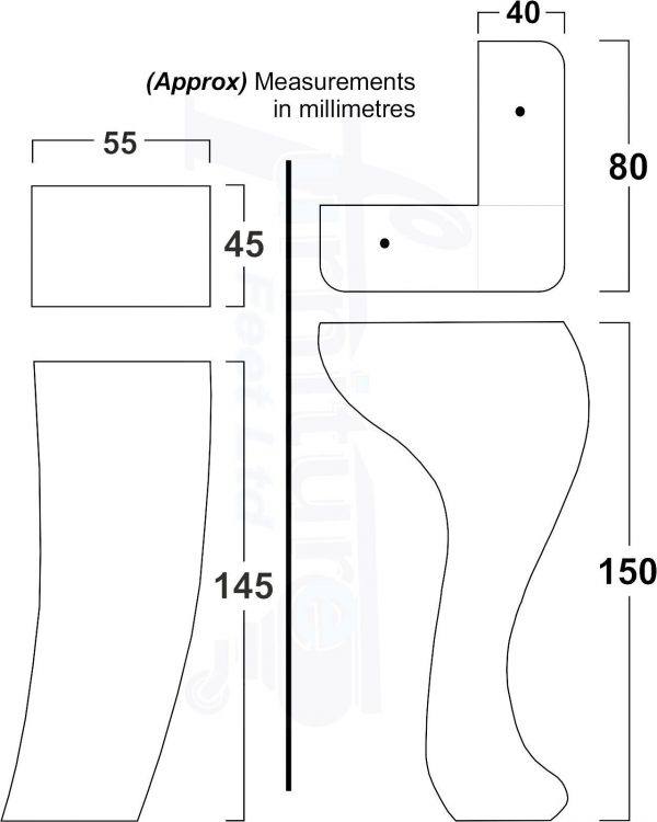 2 Traditional Queen Anne Furniture Legs & 2 Curved Feet 150mm Sofa Chair Bed M8 - Image 3