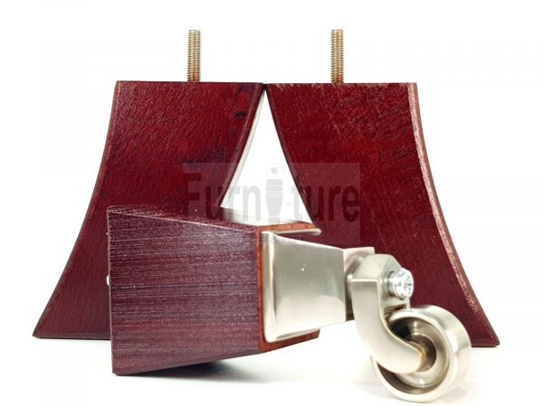 2x Cuved Wood Furniture Chair Leg & 2x Chrome Castor Sofa Settee Feet 150mm High - Image 4