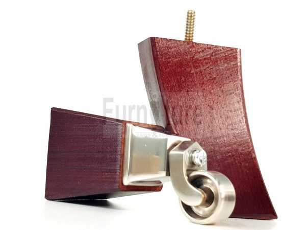 2x Cuved Wood Furniture Chair Leg & 2x Chrome Castor Sofa Settee Feet 150mm High - Image 5