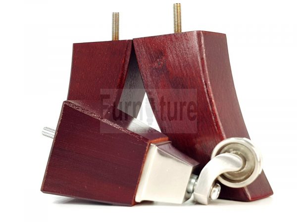 2x Cuved Wood Furniture Chair Leg & 2x Chrome Castor Sofa Settee Feet 150mm High - Image 9