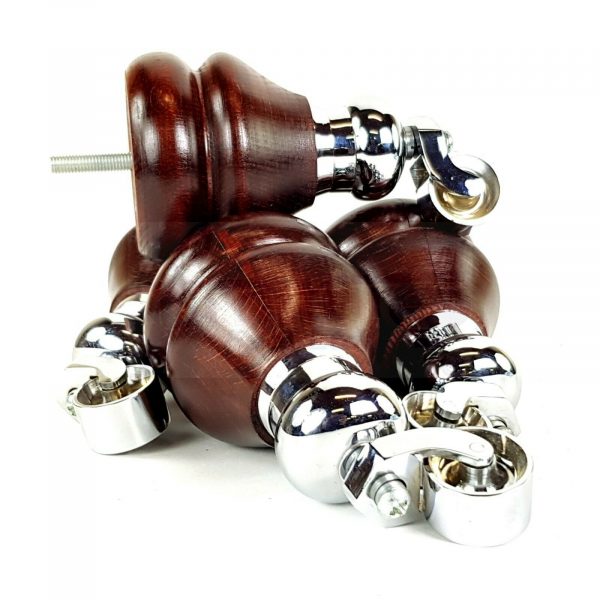 2x WOODEN FURNITURE LEGS M8 REPLACEMENT FEET WITH MULTIPLE CASTORS 150mm HIGH - Image 10