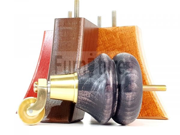 2x Wood Furniture Castor Legs & 2x Curved M8 Replacement Feet Chairs Sofa 140mm - Image 4