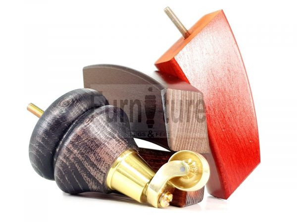 2x Wood Furniture Castor Legs & 2x Curved M8 Replacement Feet Chairs Sofa 140mm - Image 9