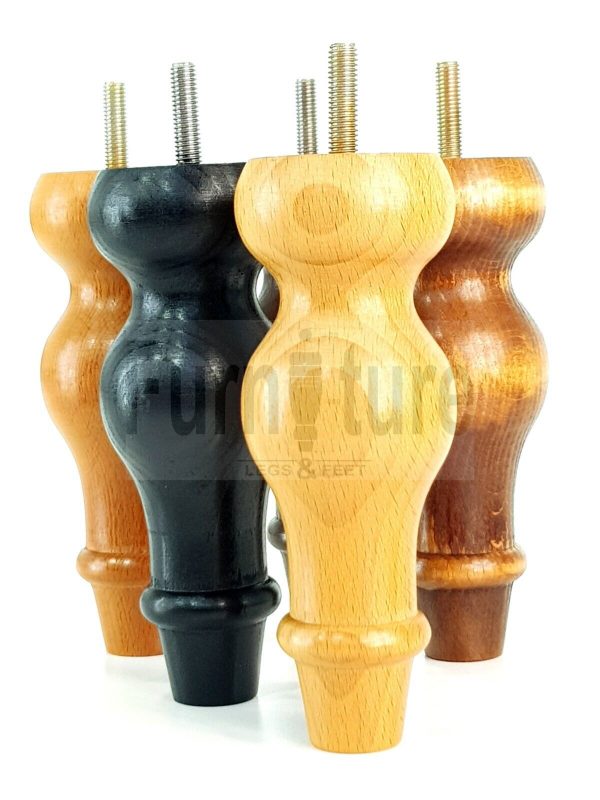 4 Replacement Turned Wood Furniture Sofa Leg M8 Chair Settee Bun Feet 150mm High - Image 11