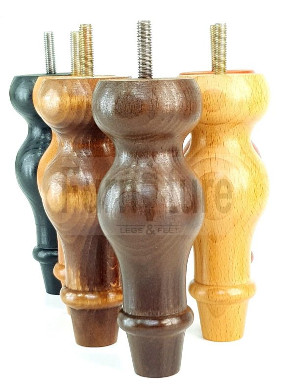 4 Replacement Turned Wood Furniture Sofa Leg M8 Chair Settee Bun Feet 150mm High - Image 12