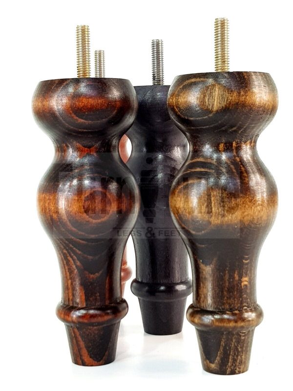 4 Replacement Turned Wood Furniture Sofa Leg M8 Chair Settee Bun Feet 150mm High - Image 4