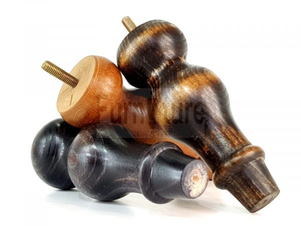 4 Replacement Turned Wood Furniture Sofa Leg M8 Chair Settee Bun Feet 150mm High - Image 5