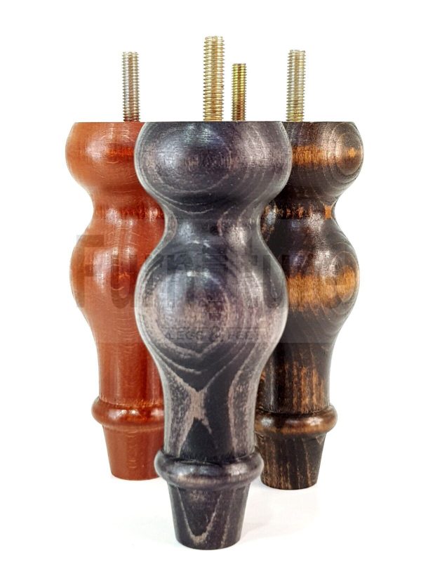 4 Replacement Turned Wood Furniture Sofa Leg M8 Chair Settee Bun Feet 150mm High - Image 6