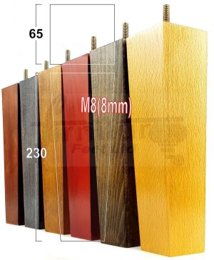 4x Block Wood Replacement Furniture Sofa Legs M8 Chair, Sofa, Settee Feet 230mm