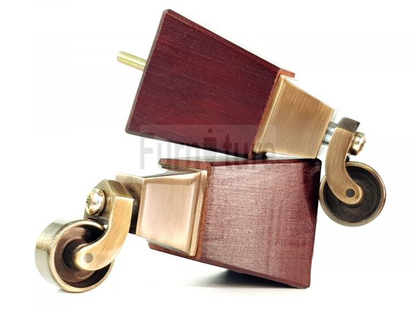 4x Block Wood With Chrome Castor Furniture Chair Settee Legs M8 Sofa Feet 150mm - Image 9
