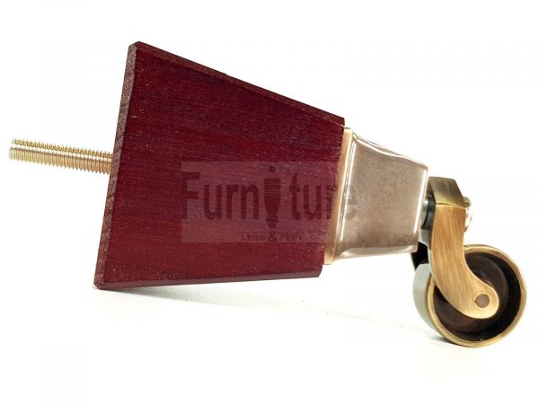 4x Block Wood With Chrome Castor Furniture Chair Settee Legs M8 Sofa Feet 150mm - Image 10