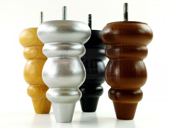 4x REPLACEMENT WOOD FURNITURE SOFA LEGS M10(10mm) CHAIR - SETTEE FEET 155mm HIGH - Image 4