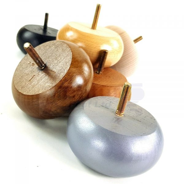 4x ROUND BUN WOODEN SOFA LEGS 40mm High CHAIR REPLACEMENT FURNITURE FEET M8(8mm) - Image 8
