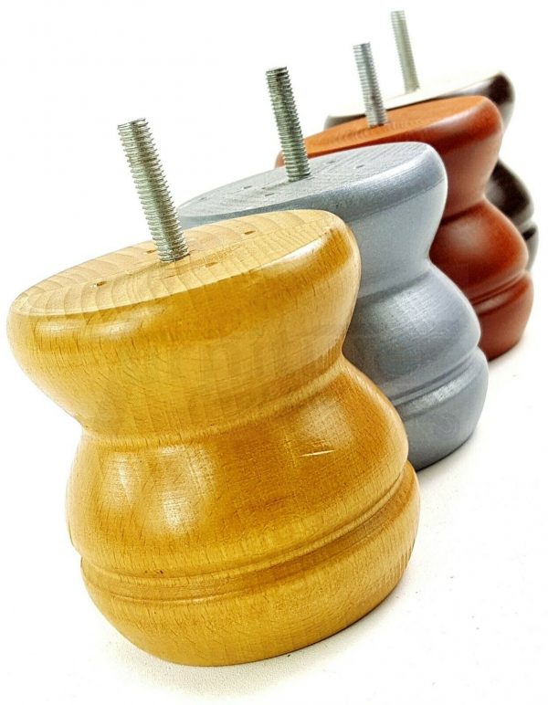 4x SOLID WOODEN FURNITURE LEGS M8(8mm) CHAIR REPLACEMENT BUN FEET 90mm HIGH - Image 4