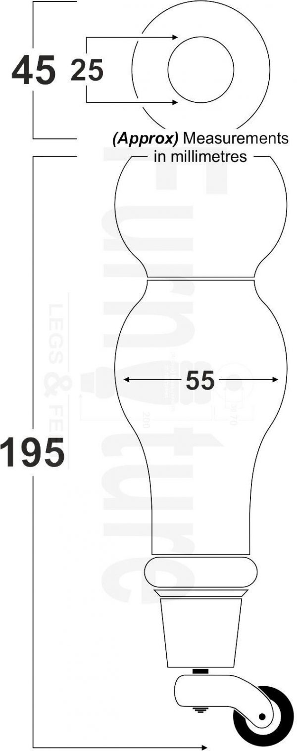 4x Solid Oak Wood Furniture Castor Legs Sofa Settee Chair Replacement Feet 195mm - Image 3