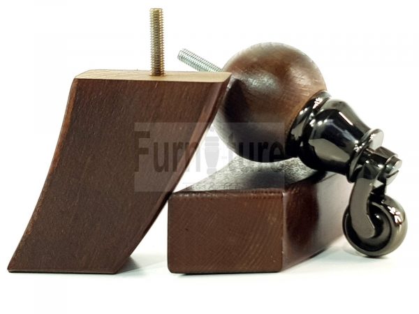 4x Solid Wood Furniture Chair Settee Leg M8 Sofa Feet 2x With Castors 118mm High - Image 10