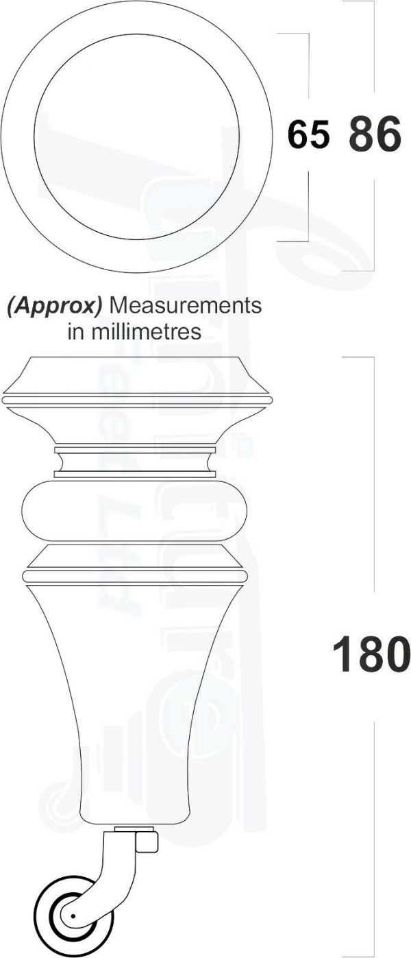 4x TURNED WOODEN CASTOR LEGS 180mm High CHAIR REPLACEMENT FURNITURE FEET M8(8mm) - Image 3