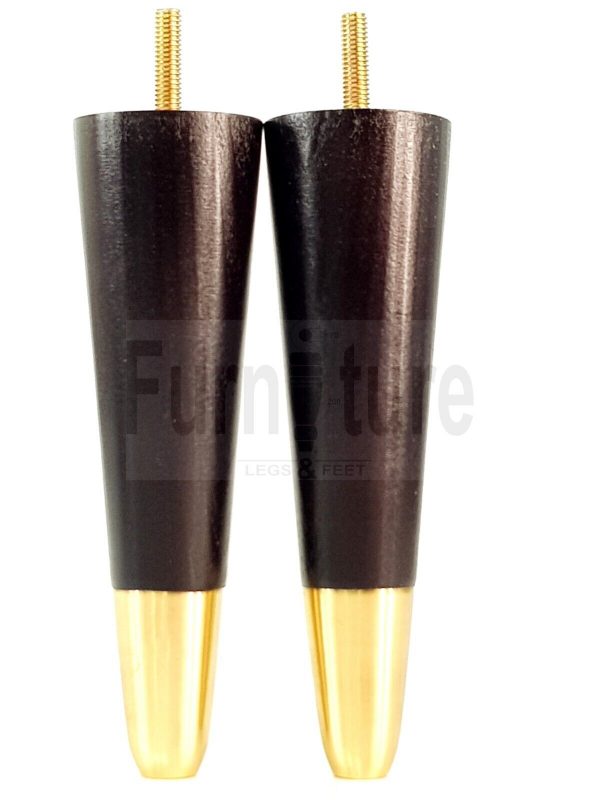 4x Turned M8 Wood Furniture Chair Sofa, Settee Legs Feet Brass Slipper Cup 170mm - Image 3