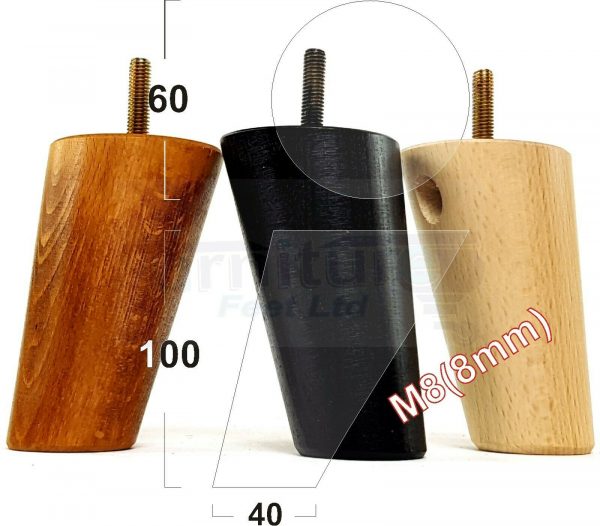4x WOOD FURNITURE CHAIR LEGS M8(8mm) REPLACEMENT SOFA / SETTEE FEET 100mm HIGH