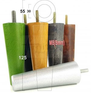 4x WOOD REPLACEMENT FURNITURE CHAIR LEGS M8(8mm) SOFA - SETTEE FEET 125mm HIGH